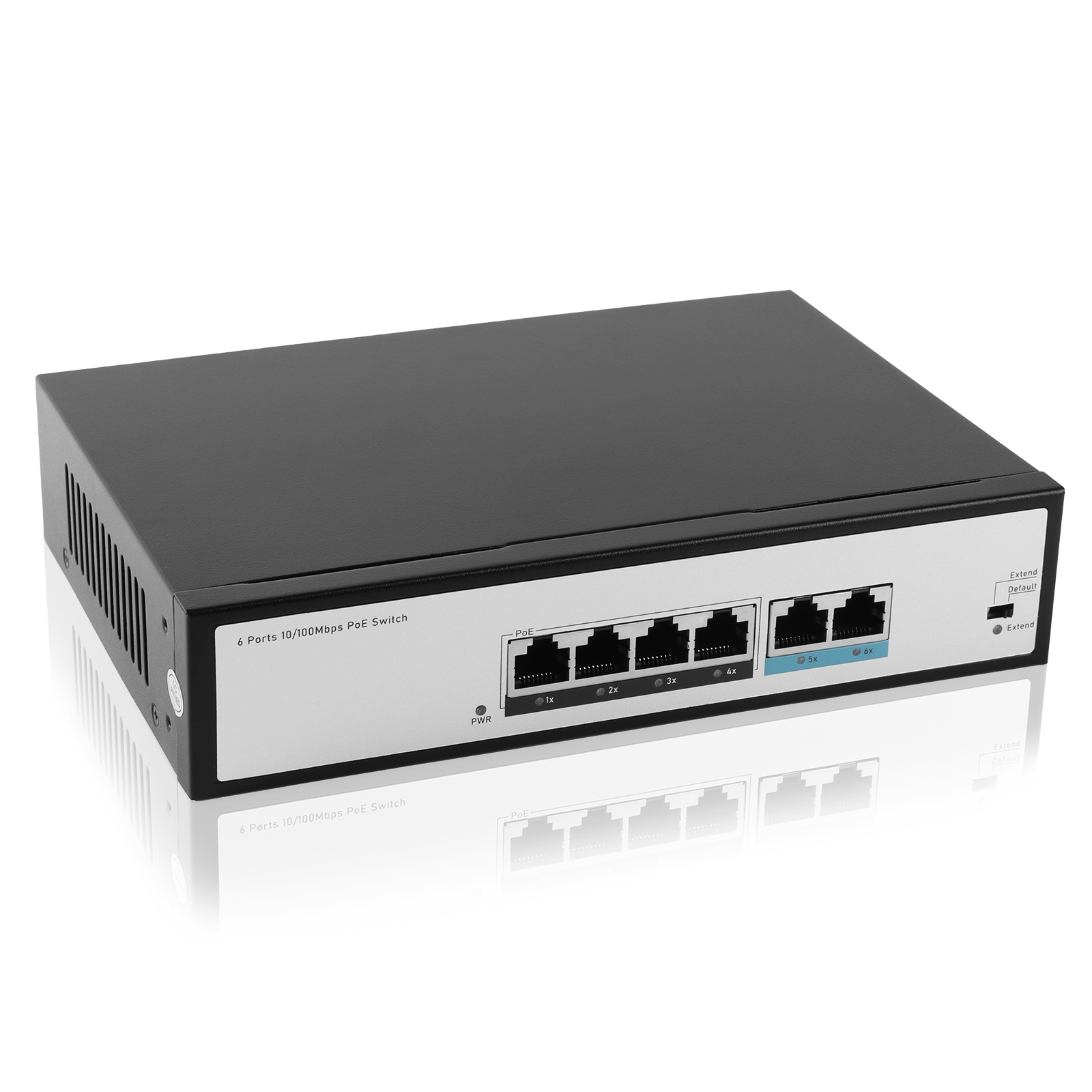 4 Ports 10/100Mbps PoE Switch with 2 RJ45 Uplink